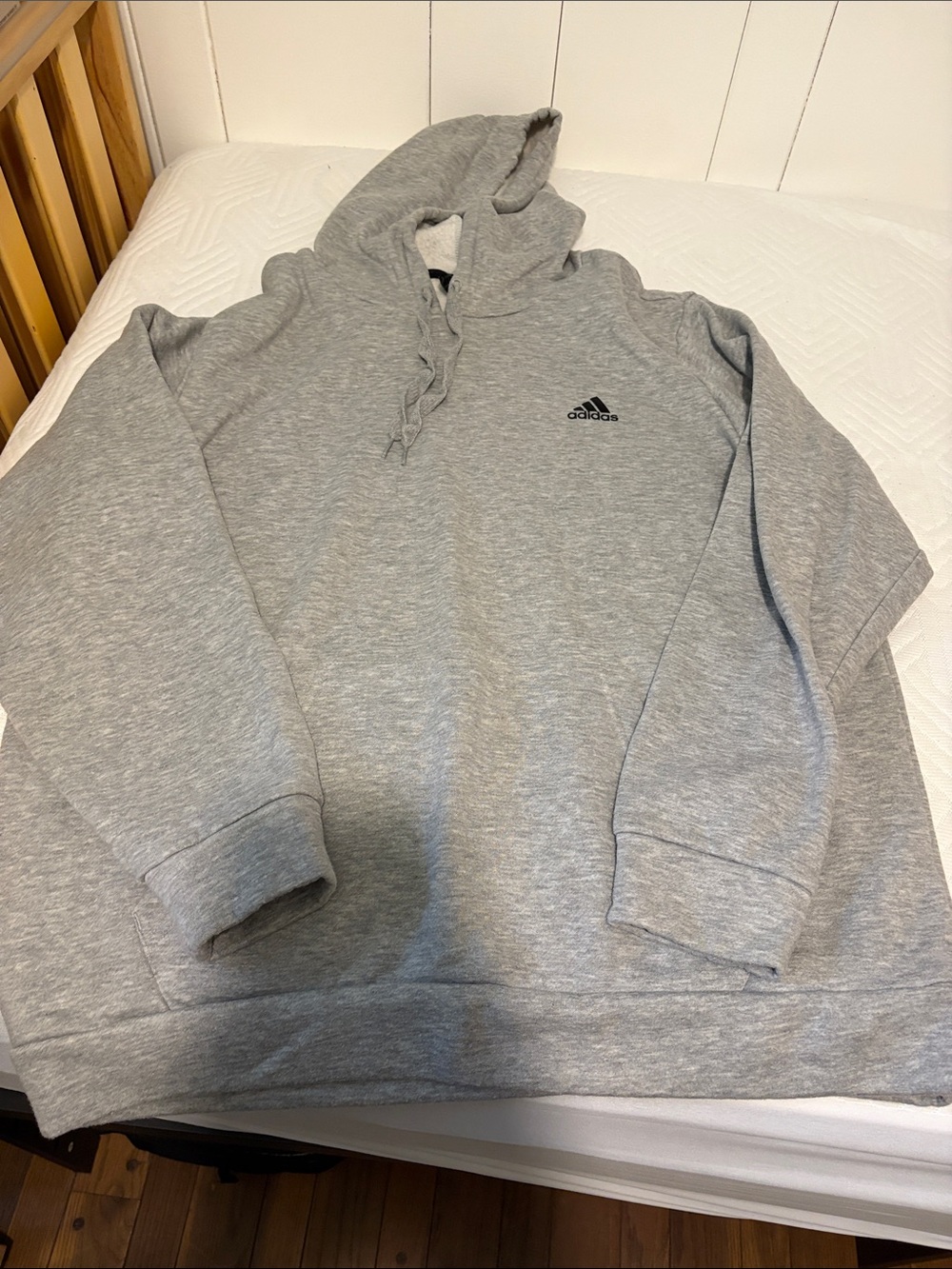 adidas Light Gray Pullover Hoodie with Small Logo